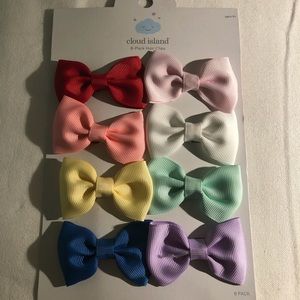 NEW NWT 8 pack hair bows pastels and primary colors